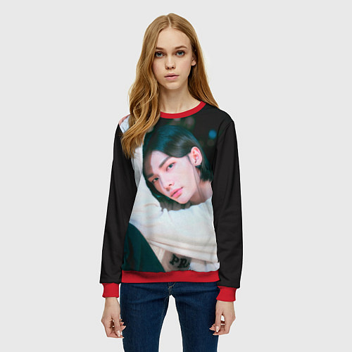 Женский свитшот Hyunjin Mixtape Oh / 3D-Красный – фото 3