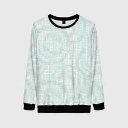 Свитшот женский Круги на клетчатом серо-белом фоне, цвет: 3D-черный