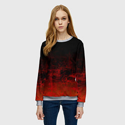 Свитшот женский Черный однотонный и гранжевый красный, цвет: 3D-меланж — фото 2