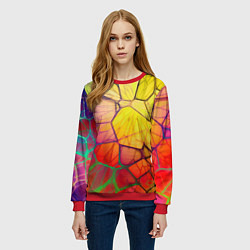 Свитшот женский Абстрактные цветные фигуры, цвет: 3D-красный — фото 2