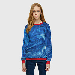 Свитшот женский Волновые разводы на поверхности воды, цвет: 3D-красный — фото 2