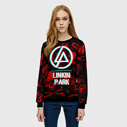 Свитшот женский Linkin Park rock glitch, цвет: 3D-черный — фото 2