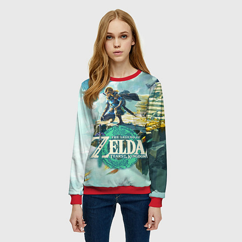 Женский свитшот The Legend of Zelda: Tears of the Kingdom Линк / 3D-Красный – фото 3
