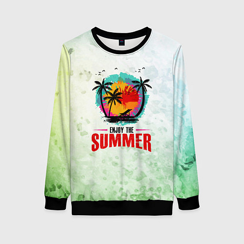 Женский свитшот Солнце- пальмы / 3D-Черный – фото 1