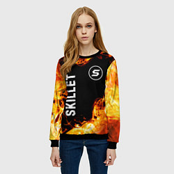 Свитшот женский Skillet и пылающий огонь, цвет: 3D-черный — фото 2
