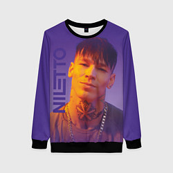 Свитшот женский Niletto на фиолетовом фоне, цвет: 3D-черный