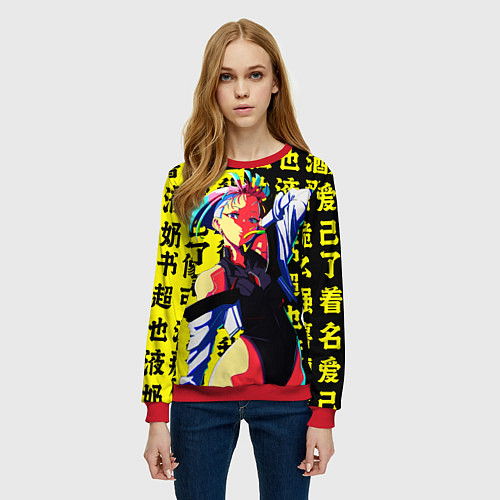Женский свитшот Люси из аниме Cyberpunk edgerunners / 3D-Красный – фото 3