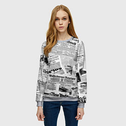 Свитшот женский Газетный коллаж, цвет: 3D-меланж — фото 2