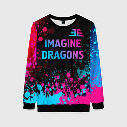 Свитшот женский Imagine Dragons - neon gradient: символ сверху, цвет: 3D-черный