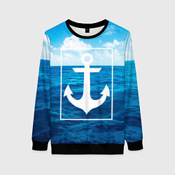 Свитшот женский Anchor - marine theme, цвет: 3D-черный