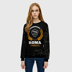 Свитшот женский Лого Roma и надпись legendary football club на тем, цвет: 3D-черный — фото 2