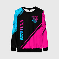 Свитшот женский Sevilla - neon gradient: надпись, символ, цвет: 3D-черный