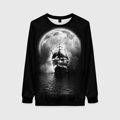 Женский свитшот Корабль в ночи / 3D-Черный – фото 1