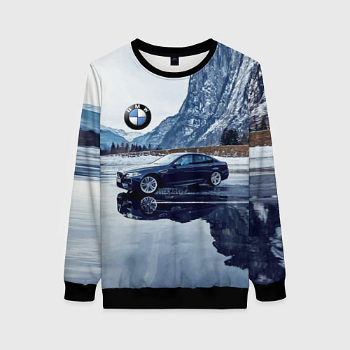 Женский свитшот БМВ у горного озера / 3D-Черный – фото 1