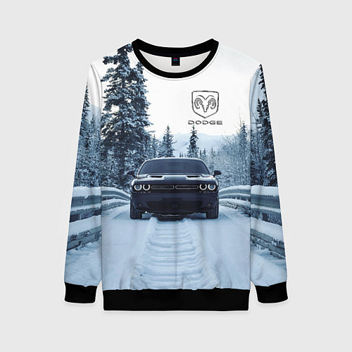 Женский свитшот Dodge in winter forest / 3D-Черный – фото 1