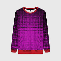 Свитшот женский Абстрактный мозаичный черно - пурпурный узор, цвет: 3D-красный