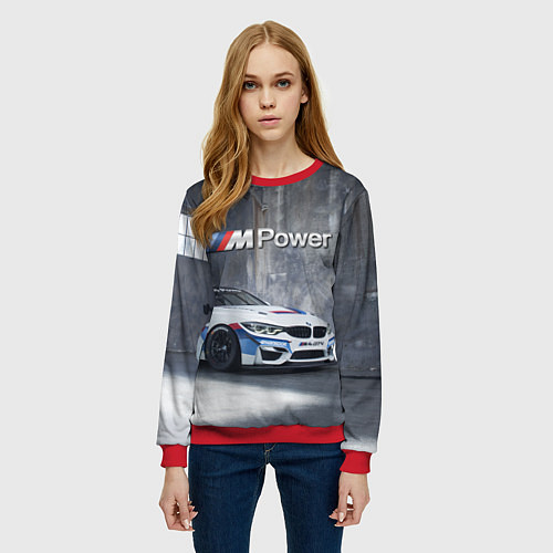 Женский свитшот BMW M4 GT4 - racing team - motorsport / 3D-Красный – фото 3