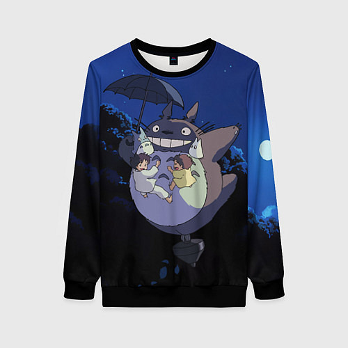 Женский свитшот Night flight Totoro / 3D-Черный – фото 1