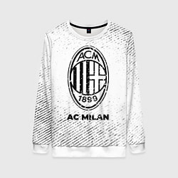 Свитшот женский AC Milan с потертостями на светлом фоне, цвет: 3D-белый