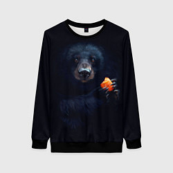 Свитшот женский Медведь с морковкой, цвет: 3D-черный