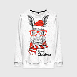 Свитшот женский Santa Rabbit Merry Christmas!, цвет: 3D-белый
