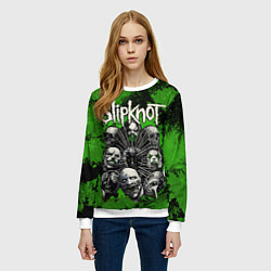 Свитшот женский Slipknot green abstract, цвет: 3D-белый — фото 2