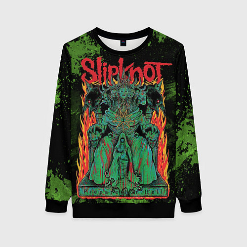 Женский свитшот Slipknot green satan / 3D-Черный – фото 1