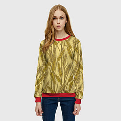 Свитшот женский Винтажные колоски пшеницы, цвет: 3D-красный — фото 2