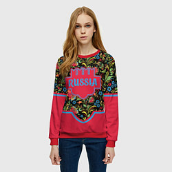 Свитшот женский Россия-красивая страна цветов и узоров, цвет: 3D-красный — фото 2