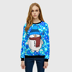 Свитшот женский Снеговик в шапке, цвет: 3D-черный — фото 2