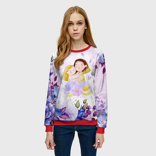 Женский свитшот Подарок любимой мамочке! / 3D-Красный – фото 3