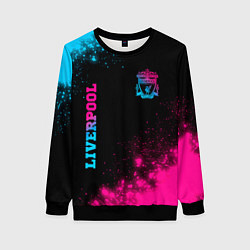 Свитшот женский Liverpool - neon gradient: надпись, символ, цвет: 3D-черный