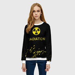 Свитшот женский Radiation - радиационная опасность, цвет: 3D-белый — фото 2
