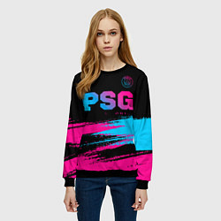 Свитшот женский PSG - neon gradient: символ сверху, цвет: 3D-черный — фото 2