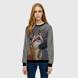 Свитшот женский Голова немецкой овчарки, цвет: 3D-черный — фото 2