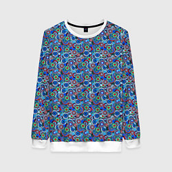 Свитшот женский Паттерн из цветочных узоров, цвет: 3D-белый