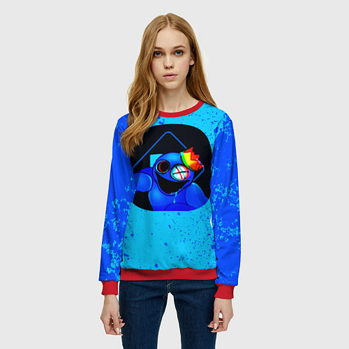 Женский свитшот Радужные друзья: Синий глитч / 3D-Красный – фото 3