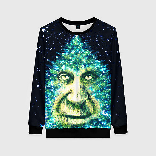 Женский свитшот Мудрое Новогоднее Дерево / 3D-Черный – фото 1