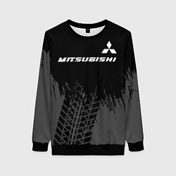 Свитшот женский Mitsubishi speed на темном фоне со следами шин: си, цвет: 3D-черный