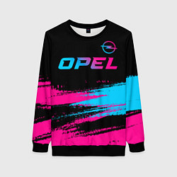 Свитшот женский Opel - neon gradient: символ сверху, цвет: 3D-черный