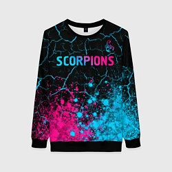 Свитшот женский Scorpions - neon gradient: символ сверху, цвет: 3D-черный