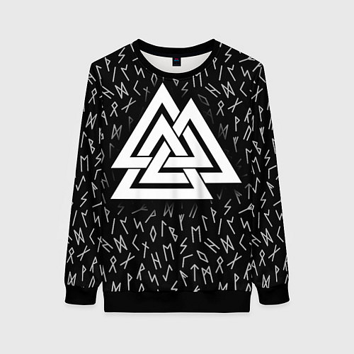 Женский свитшот Valknut runes pattern / 3D-Черный – фото 1