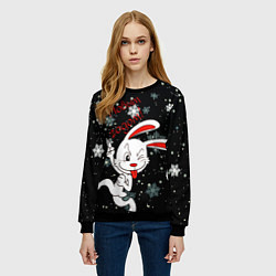 Свитшот женский Подмигивающий кролик, цвет: 3D-черный — фото 2