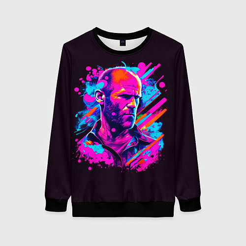 Женский свитшот Jason Statham - pop art / 3D-Черный – фото 1
