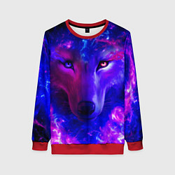 Свитшот женский Волшебный звездный волк, цвет: 3D-красный