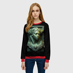 Свитшот женский Нейросеть - барельеф античной девушки, цвет: 3D-красный — фото 2