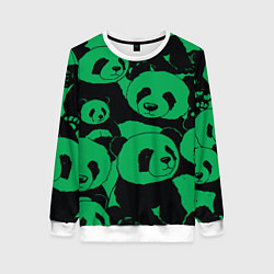 Свитшот женский Panda green pattern, цвет: 3D-белый