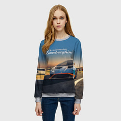 Свитшот женский Lamborghini Huracan STO - car racing, цвет: 3D-меланж — фото 2