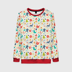 Свитшот женский Новогодняя символика, цвет: 3D-красный