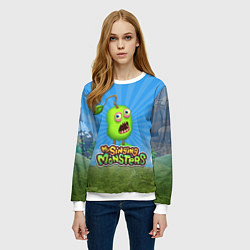 Свитшот женский My Singin Monsters - Зерномех, цвет: 3D-белый — фото 2
